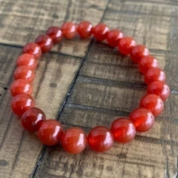8mm Dark Carnelian Stretch Bead Bracelet - Picture 5 of 7